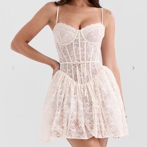 House of CB Louisa Vintage Cream Lace Mini Dress